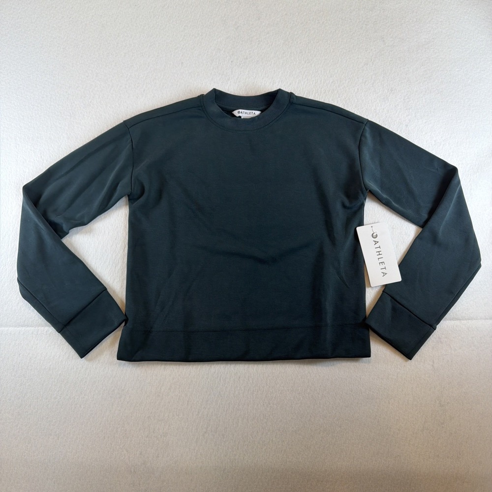 Brand New Athleta Seasoft Crewneck Sweatshirt XXS Blue Green Color